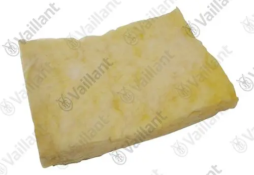 Gelbes Isoliermaterial von Vaillant, flach und weich, in rechteckiger Form, ideal für Dämmungszwecke in Heizungs- oder Klimatechnik.